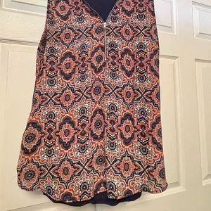 Misia Navy & Coral Zipper Tank Top Size XL